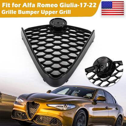Glossy Black Front Grille Cover for Alfa Romeo Giulia (2017-2023)