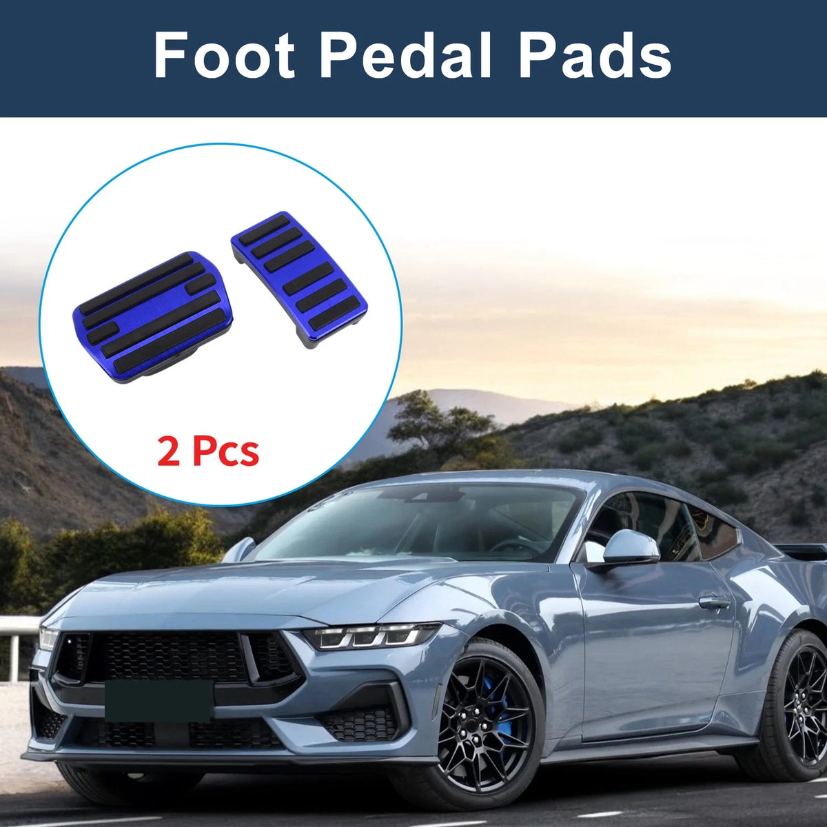 2 x Foot Accelerator Pedal Covers for Ford Mustang Mach-E (2021-2025) Blue