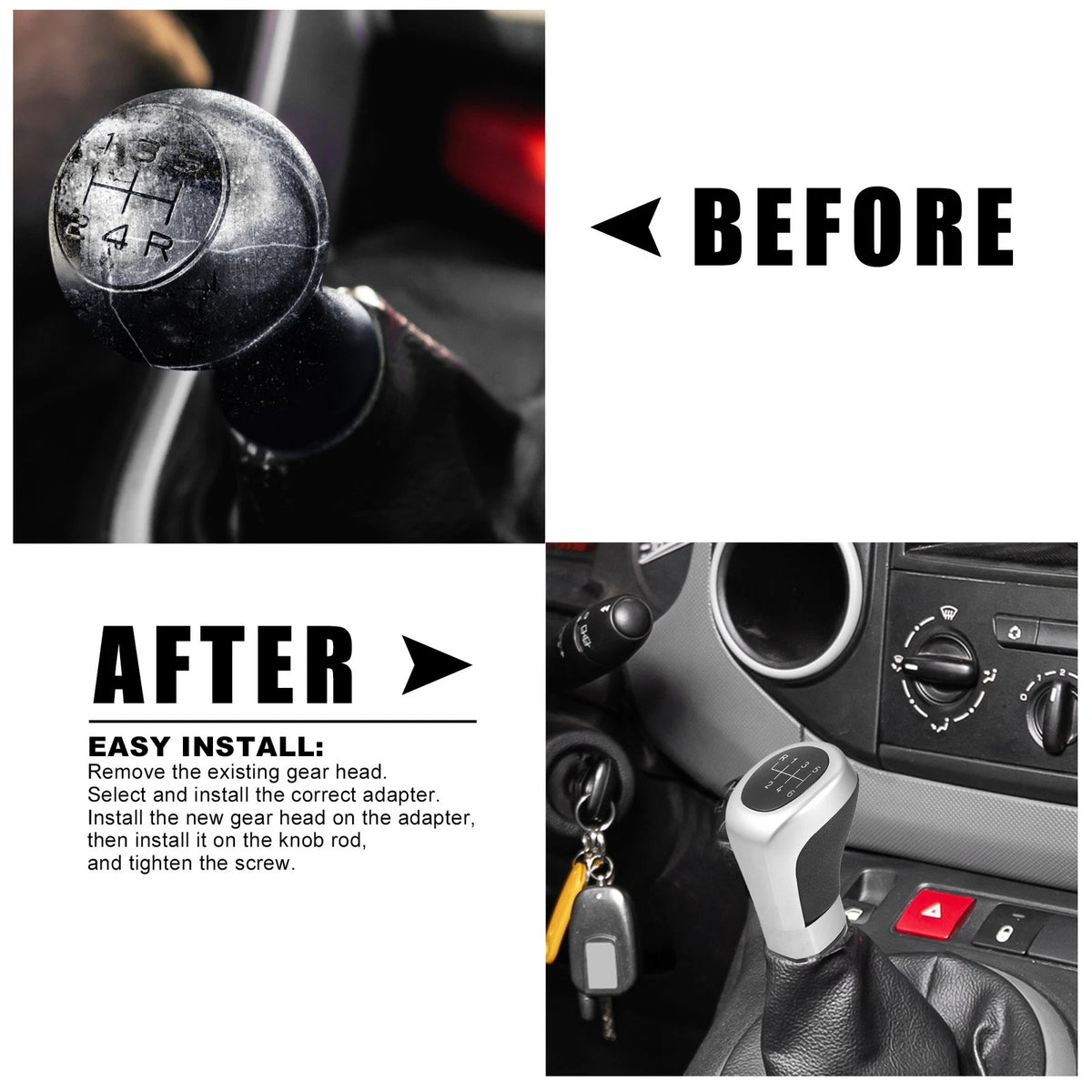6 Speed Gear Shift Knob Head Black Silver for BMW 1 3 Series (1982-2013)