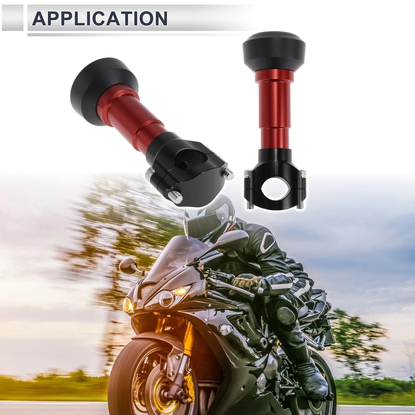 Slider Frame 0.87-1.1" Aluminum Alloy Plastic 2 x Pcs Red for Motorcycle