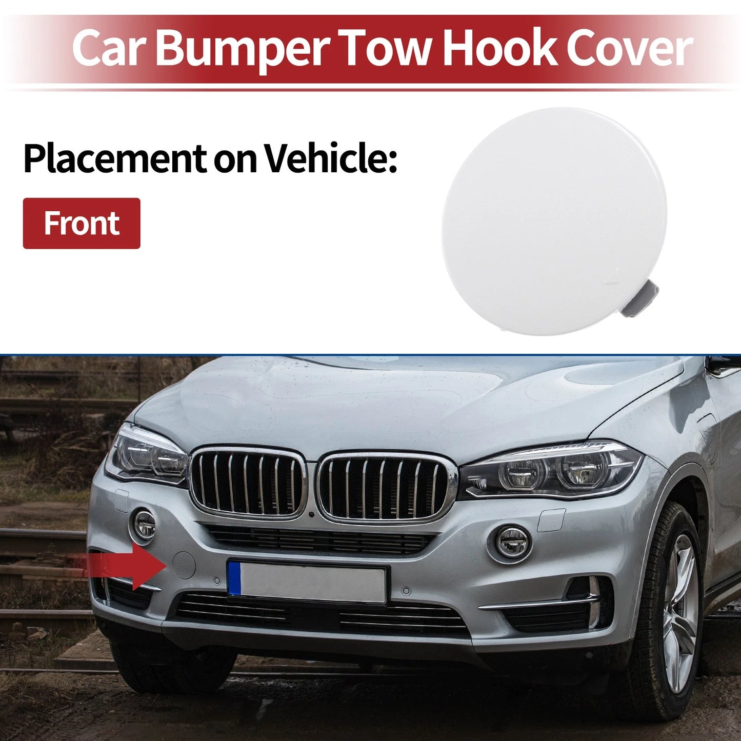 Front Bumper Tow Hook Cover for BMW X5 F15 M (2014-2018) White 1 Pc