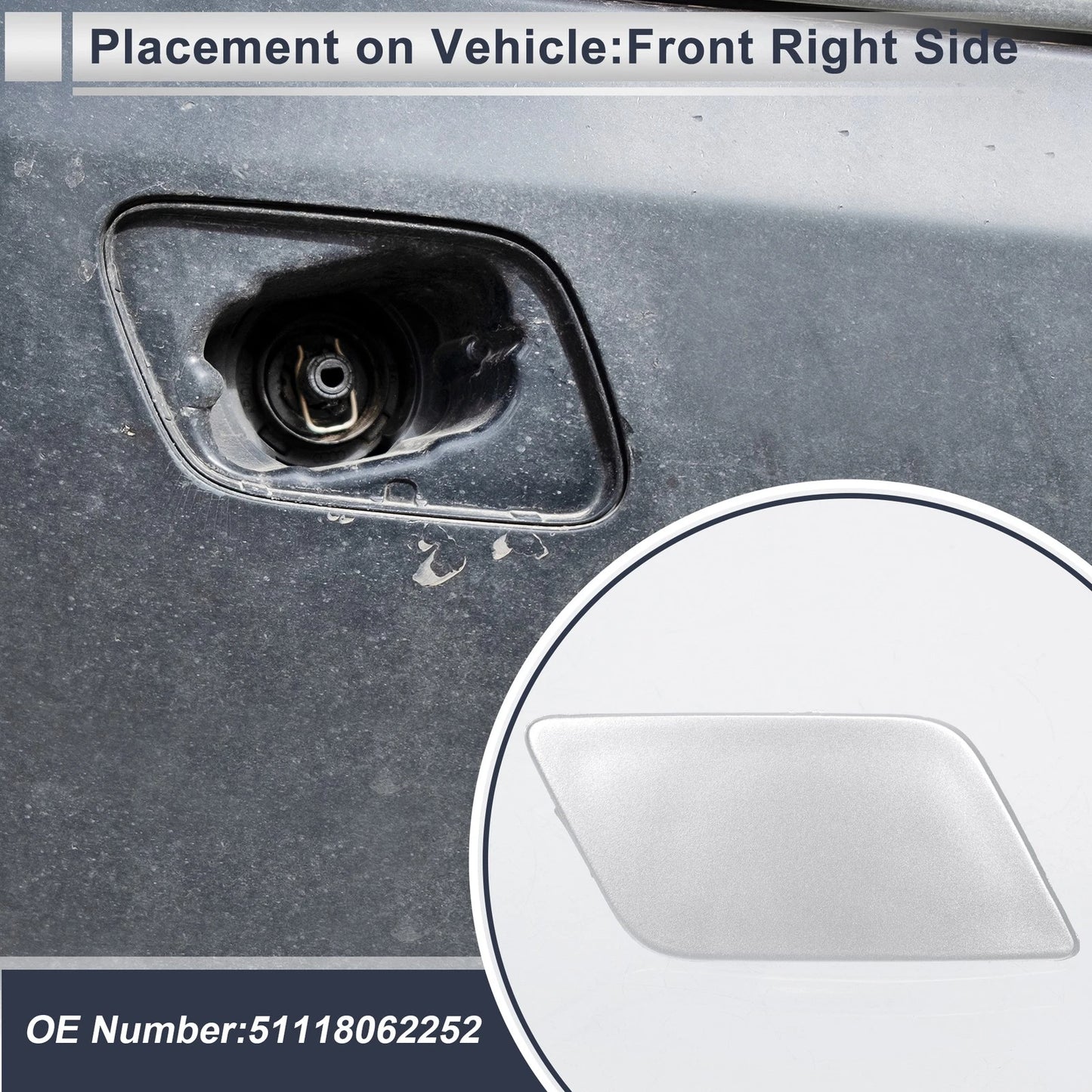 Front Right Side Bumper Headlight Washer Nozzle Cover Cap for BMW 335i