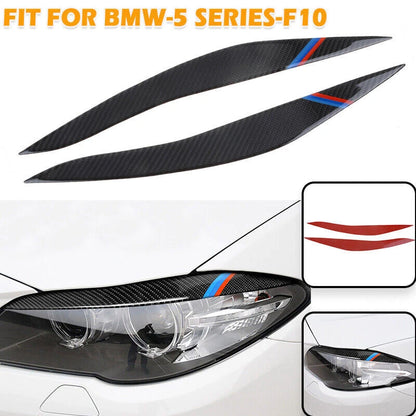 Carbon Fiber Headlight Eyebrow Cover Trim for BMW 5 Series F10 (2010-2013)
