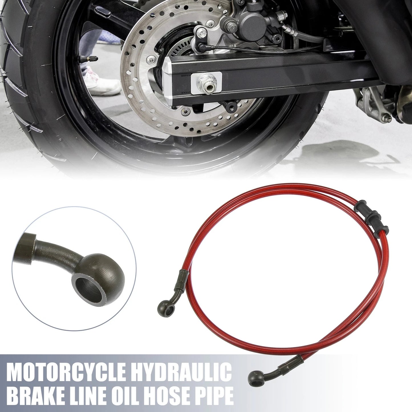 120cm 10mm Motorcycle Hydraulic Brake Line Oil Hose Pipe 28 Degree Red