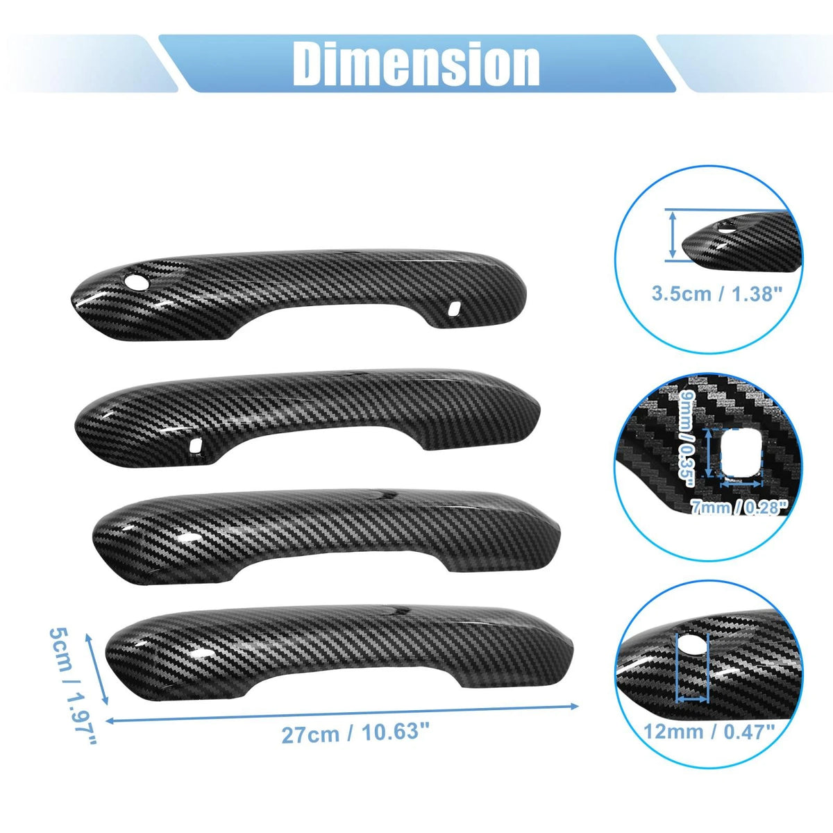 4 x Door Handle Trim Covers for Ford Explorer (2020-2022) Carbon Fiber