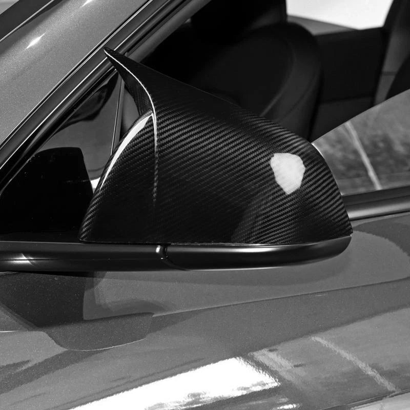 Real Carbon Fiber Stick-on Side Mirror Caps Cover For Tesla Model Y 2021-24 LHD