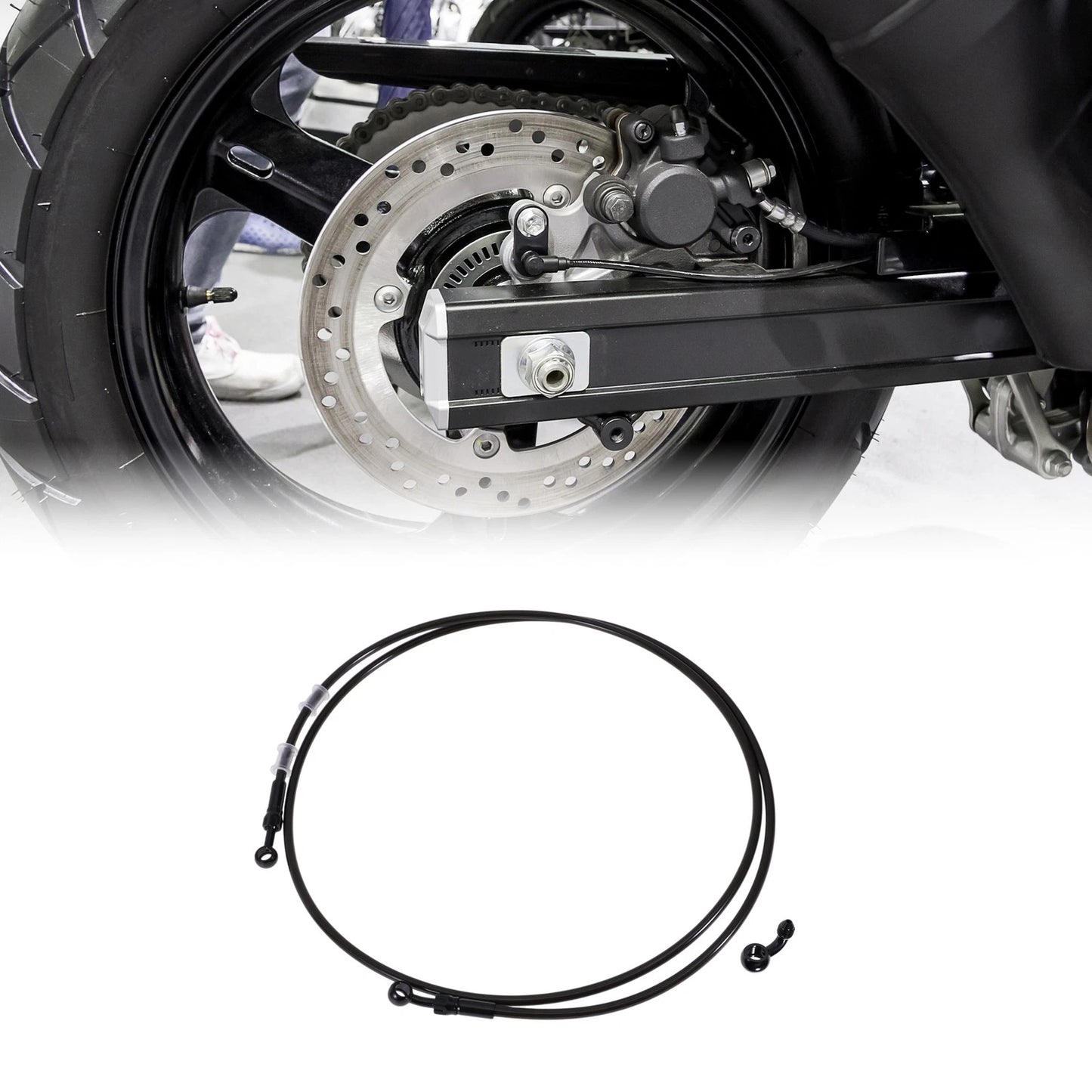 Hose Line 210cm Motorcycle Brake Clutch Oil Nylon Stainless Steel Wire Braid PU