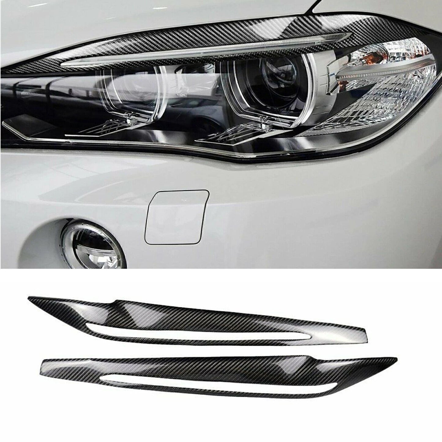 Black Headlight Eyelid Covers for BMW X5M X6M F15 F16 F85 F86 (2014-2018)