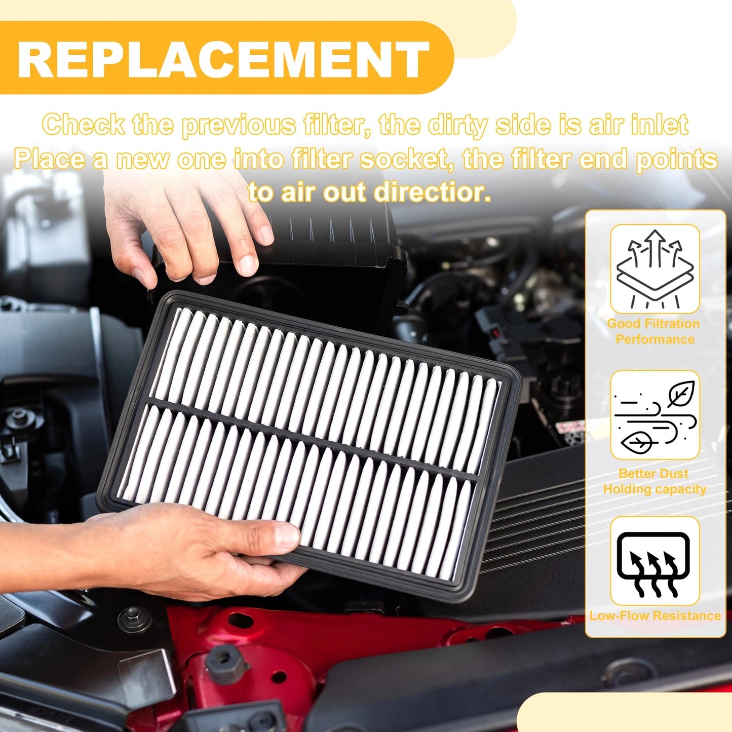 Engine Air Filter for Kia Forte 1.6L 2.0L (2019-2024) 1 Pc