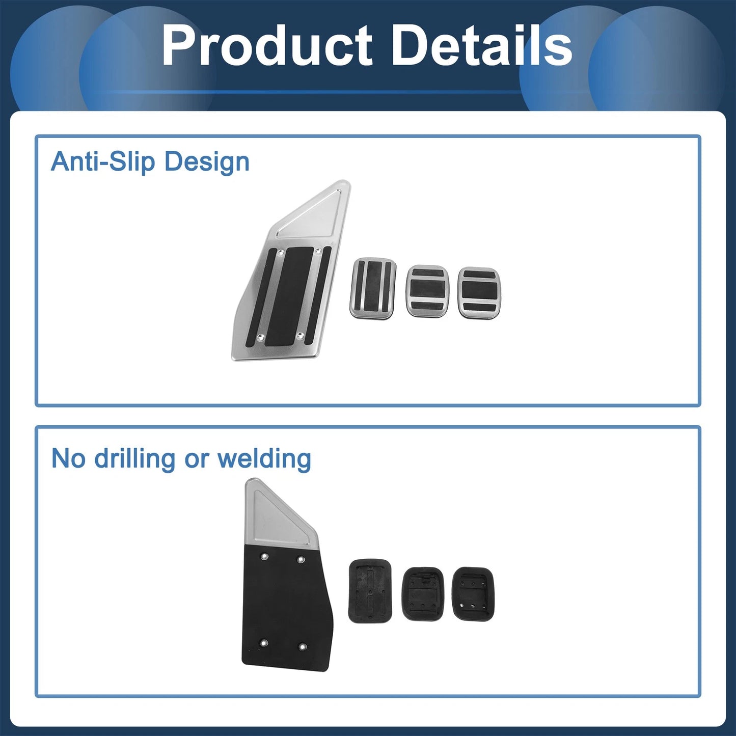 4 Pcs Foot Accelerator Pedal Covers for Peugeot 508 (2012-2014) Silver Tone