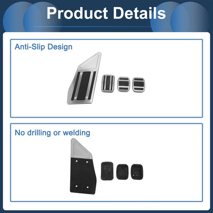 4 Pcs Foot Accelerator Pedal Covers for Peugeot 508 (2012-2014) Silver Tone