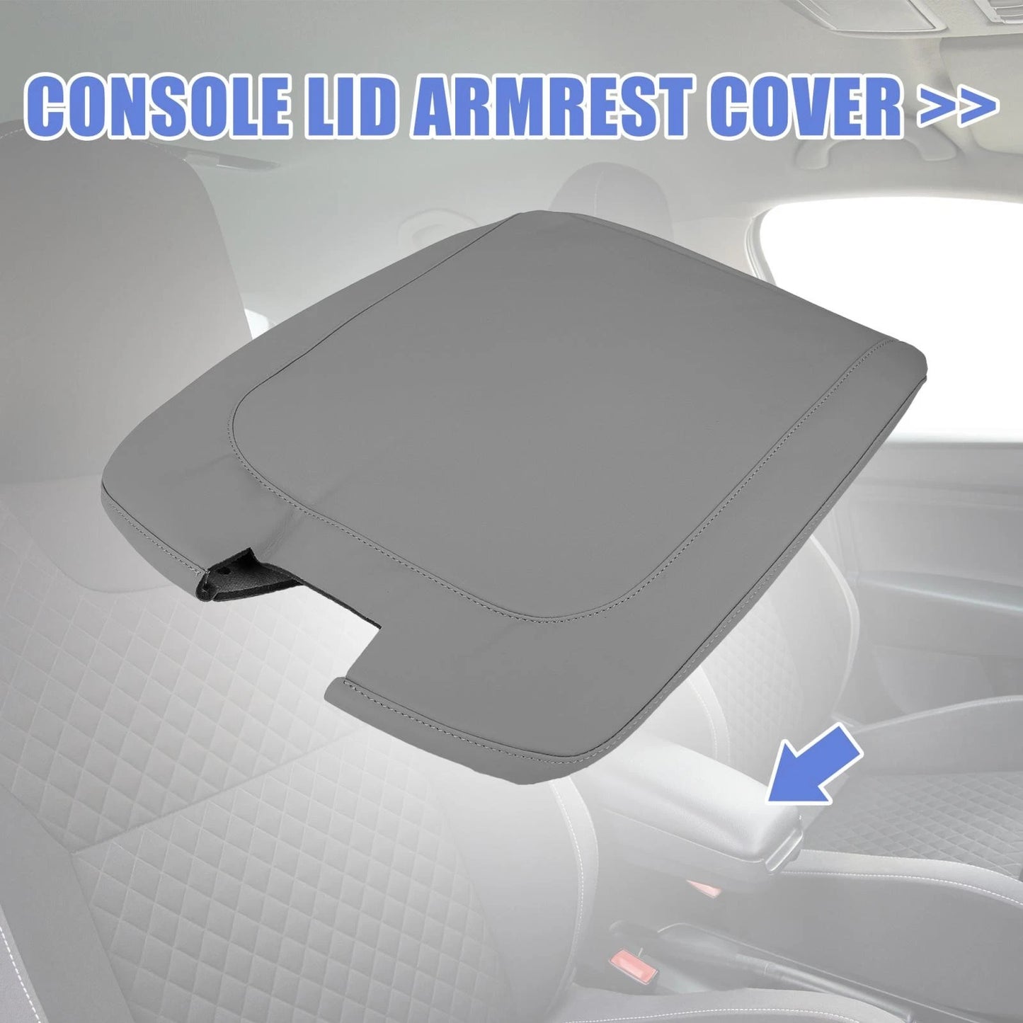Center Console Lid Armrest Cover for Dodge Ram 2013-2018 Gray