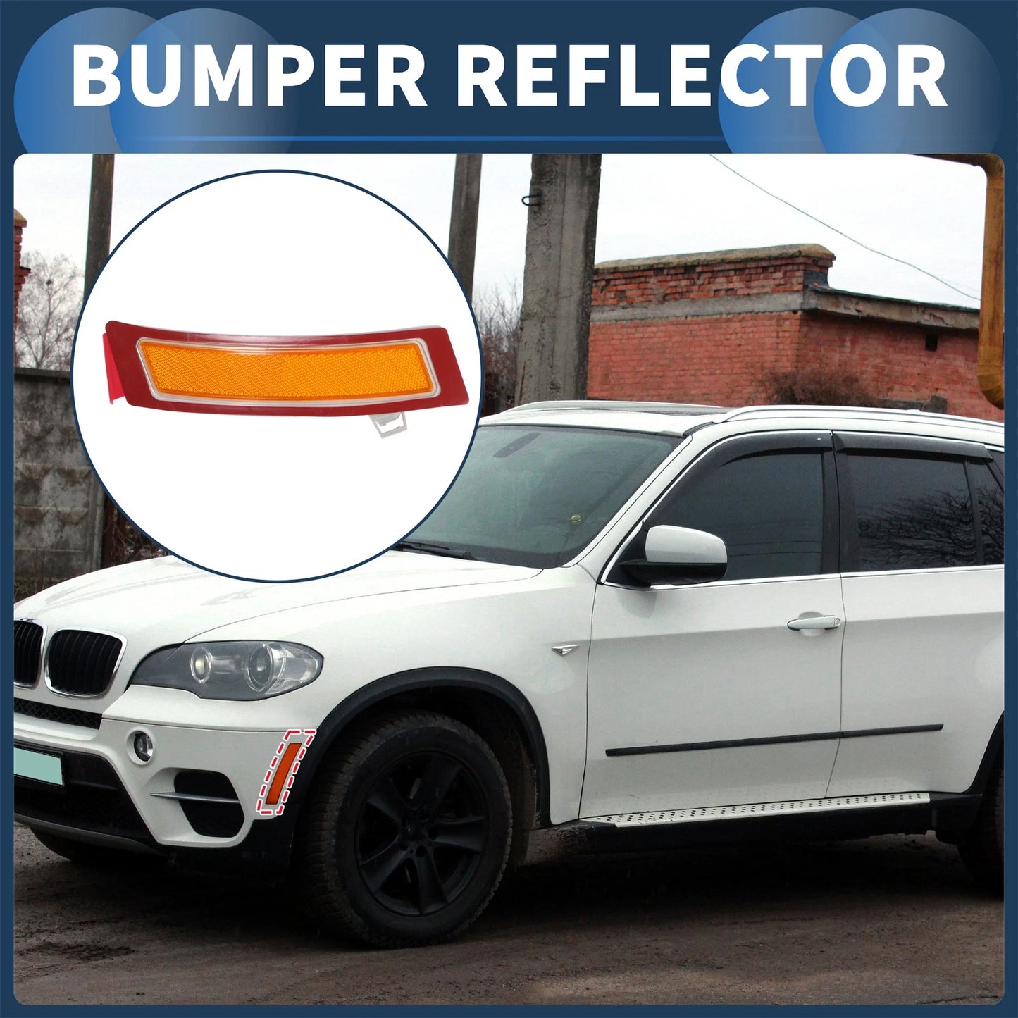 Bumper Reflector for BMW X5 (2011-2013) 1 x Red Yellow Front Left
