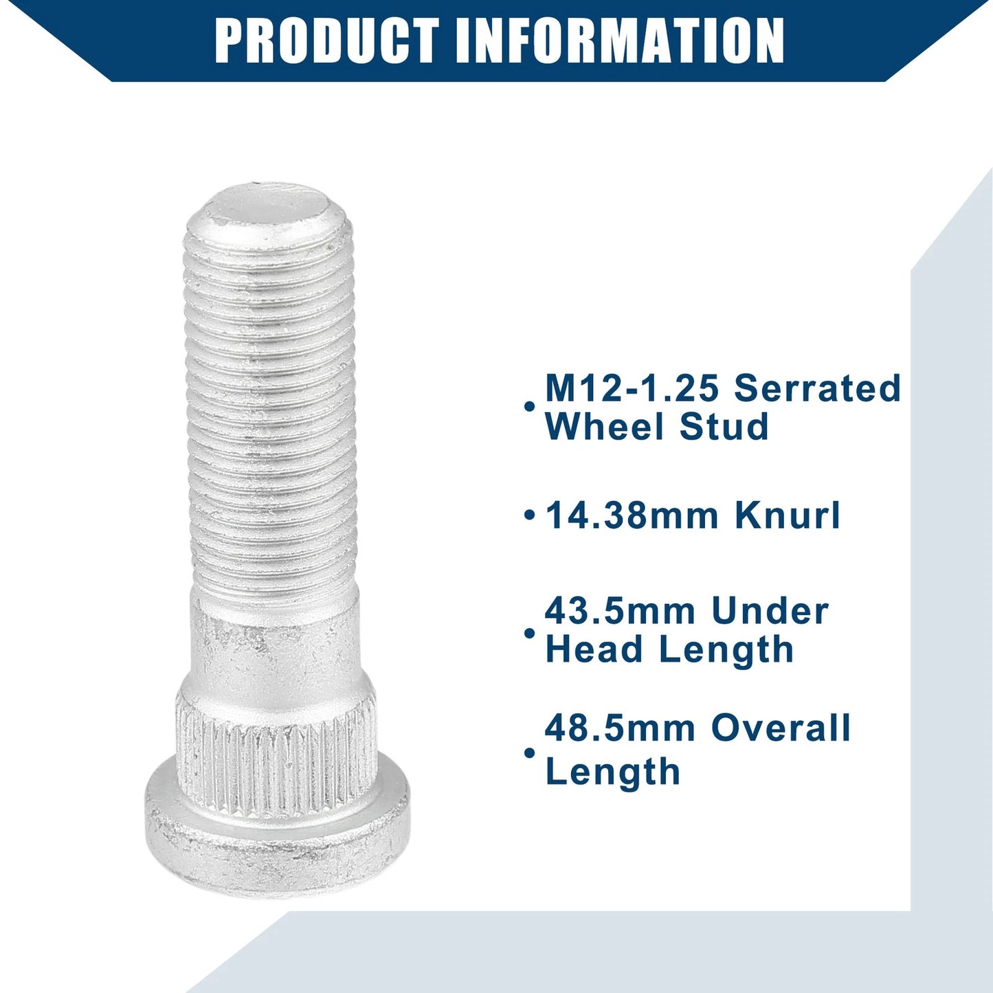 10 x M12-1.25 Wheel Stud Bolts for Subaru Toyota (No. 28365-FE001)