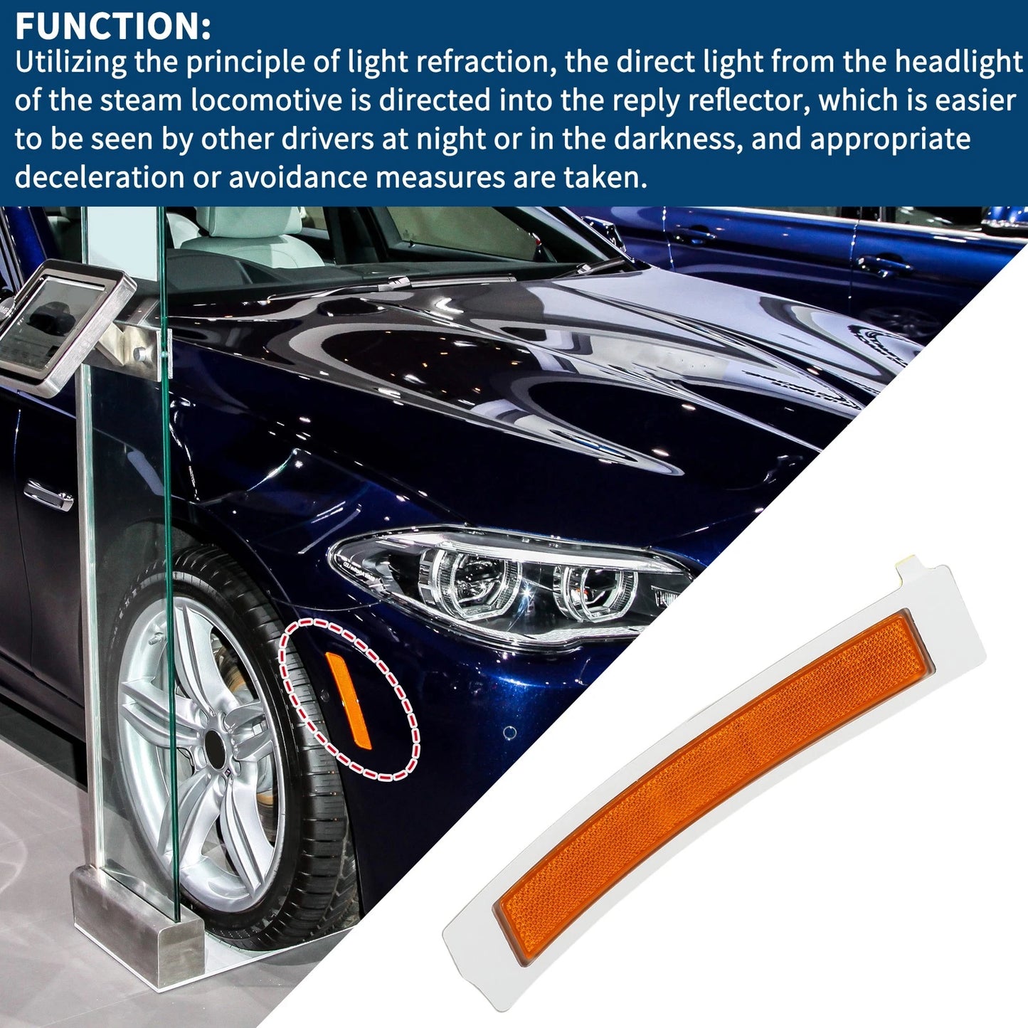 Bumper Reflector for BMW 535i GT 2010-2017 1 x Front Right Lens