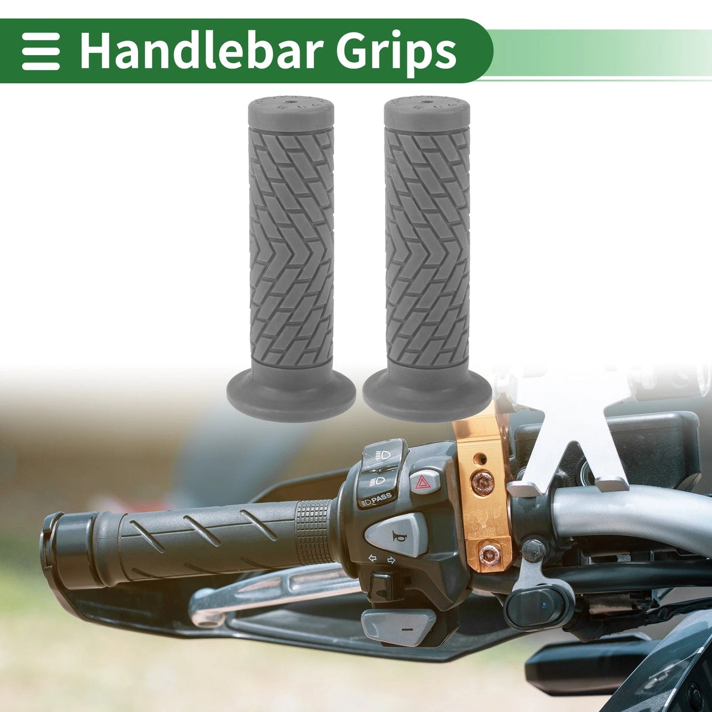 25mm Hand Grips Cover Handlebar Grips TPU Dark Gray for Motorcycle