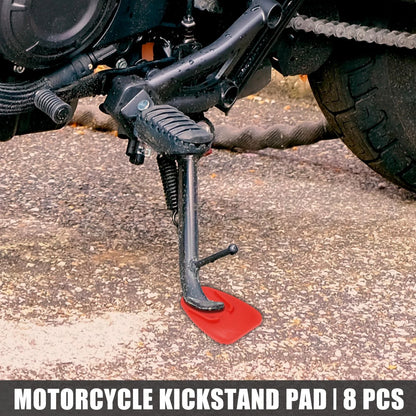8pcs Kickstand Pad Support Plate Side Stand Extension Pad Red for Motorcycle
