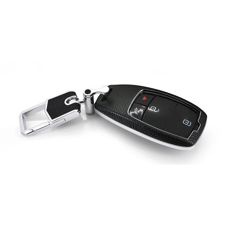 Black Leather FOB Key Cover Remote Bag fit for Benz E class E200 E300 2016-18