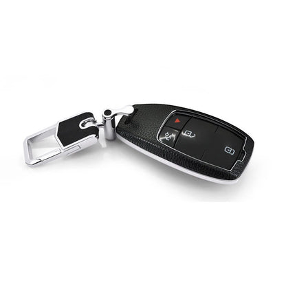 Black Leather FOB Key Cover Remote Bag fit for Benz E class E200 E300 2016-18
