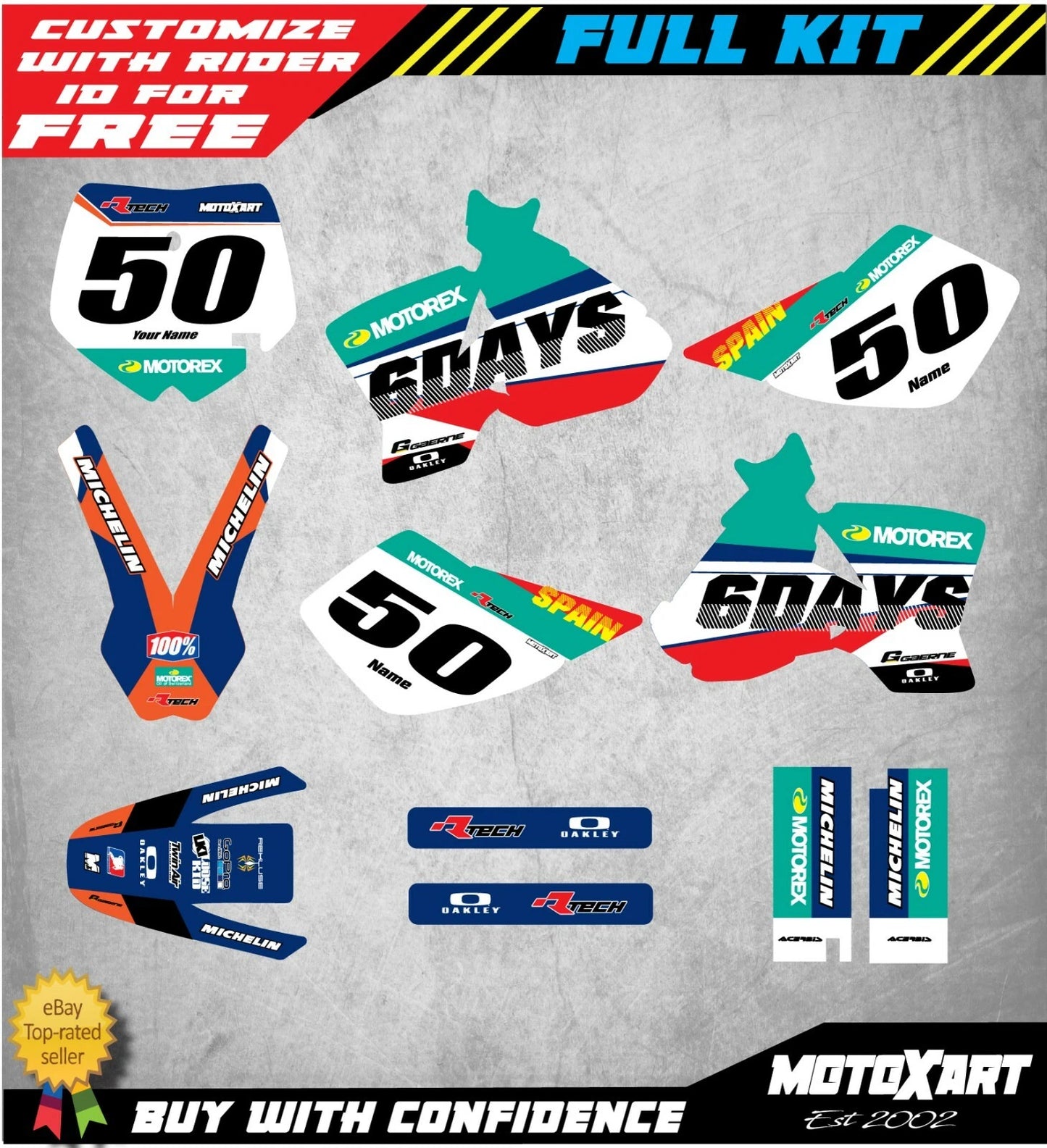 KTM 50 SX Custom Graphics Decals Full Sticker Kit (2002-2008)