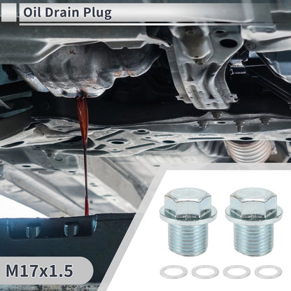 Set M17x1.5 0.98" Height Engine Oil Drain Plug with Gasket for Car/Motorcycle