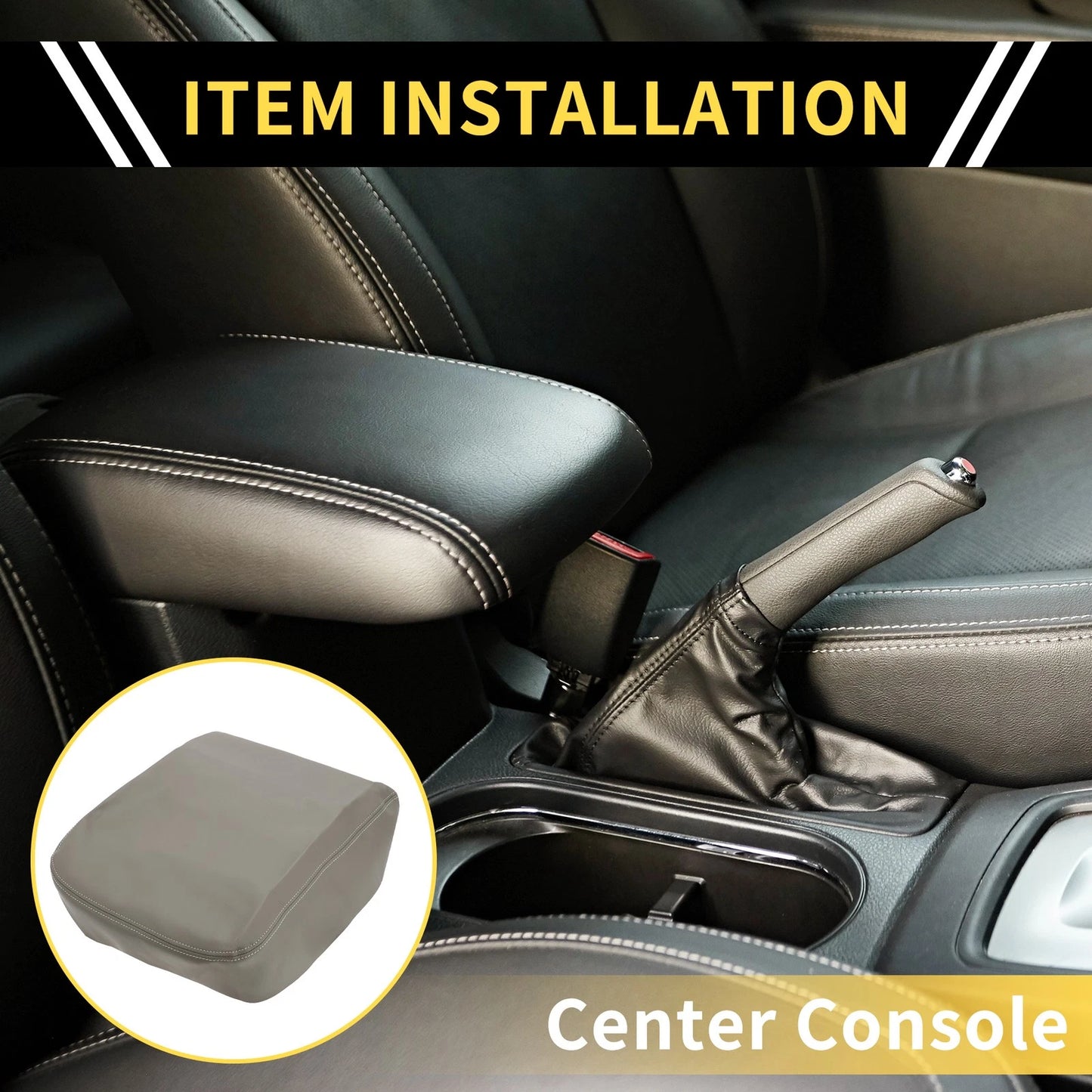 Center Console Cover for Dodge Ram 1500 Microfiber Leather Grey (2002-2008)