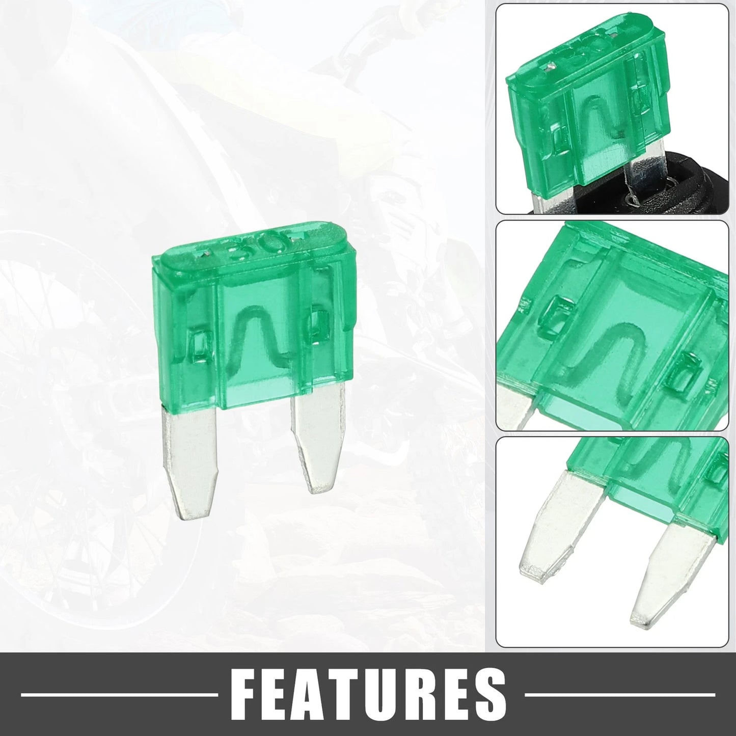 30A Mini Blade Style Fuse Set with 12 AWG Holder for Car