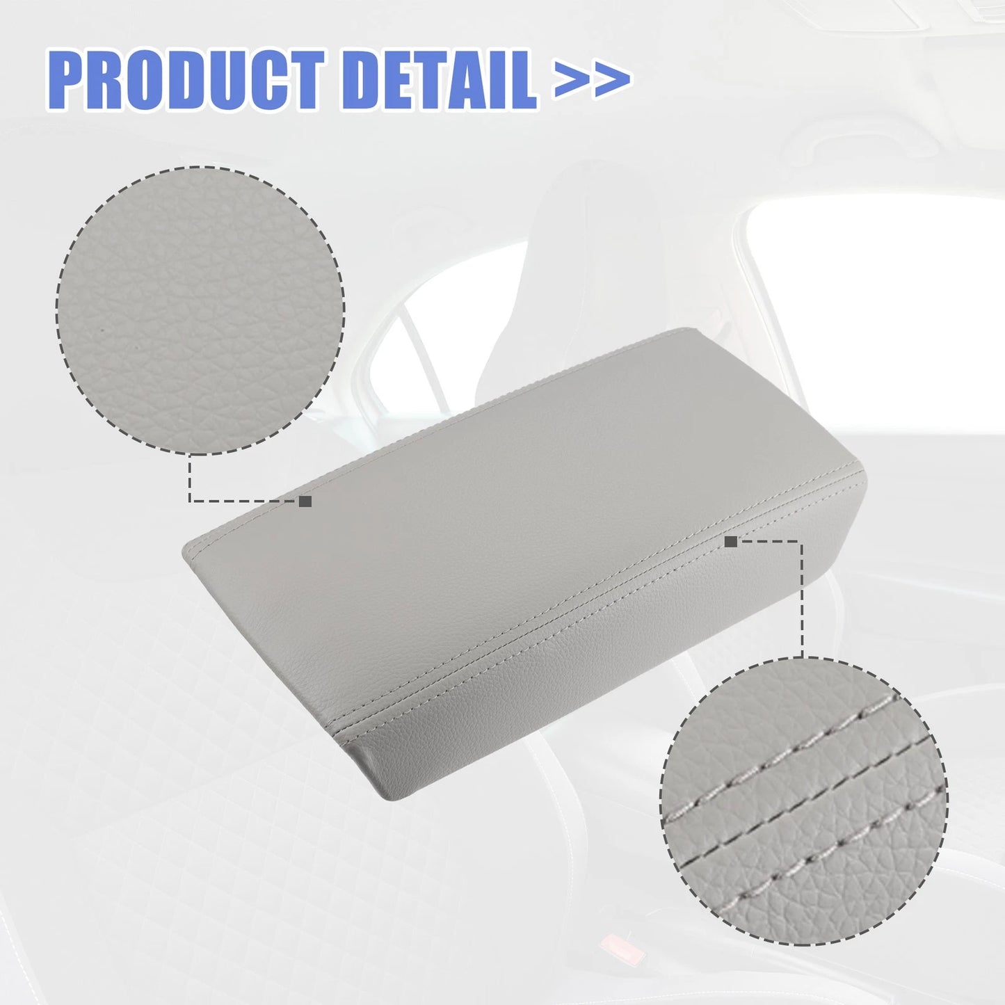 Center Console Lid Armrest Cover for Honda Accord (2003-2007) Gray Faux Leather