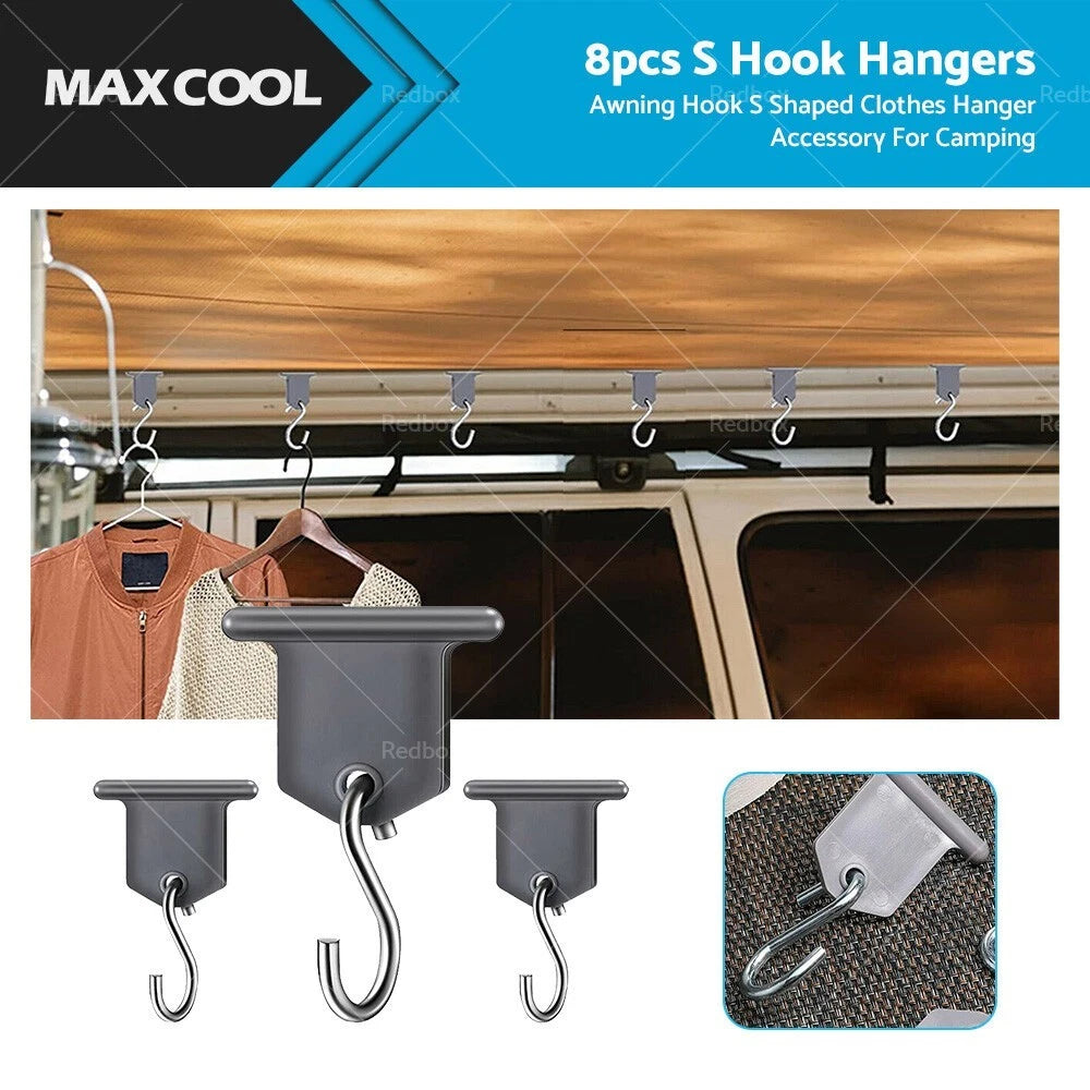 8 Pcs Stainless Steel Awing S Hook Hanger for Caravan Motorhome