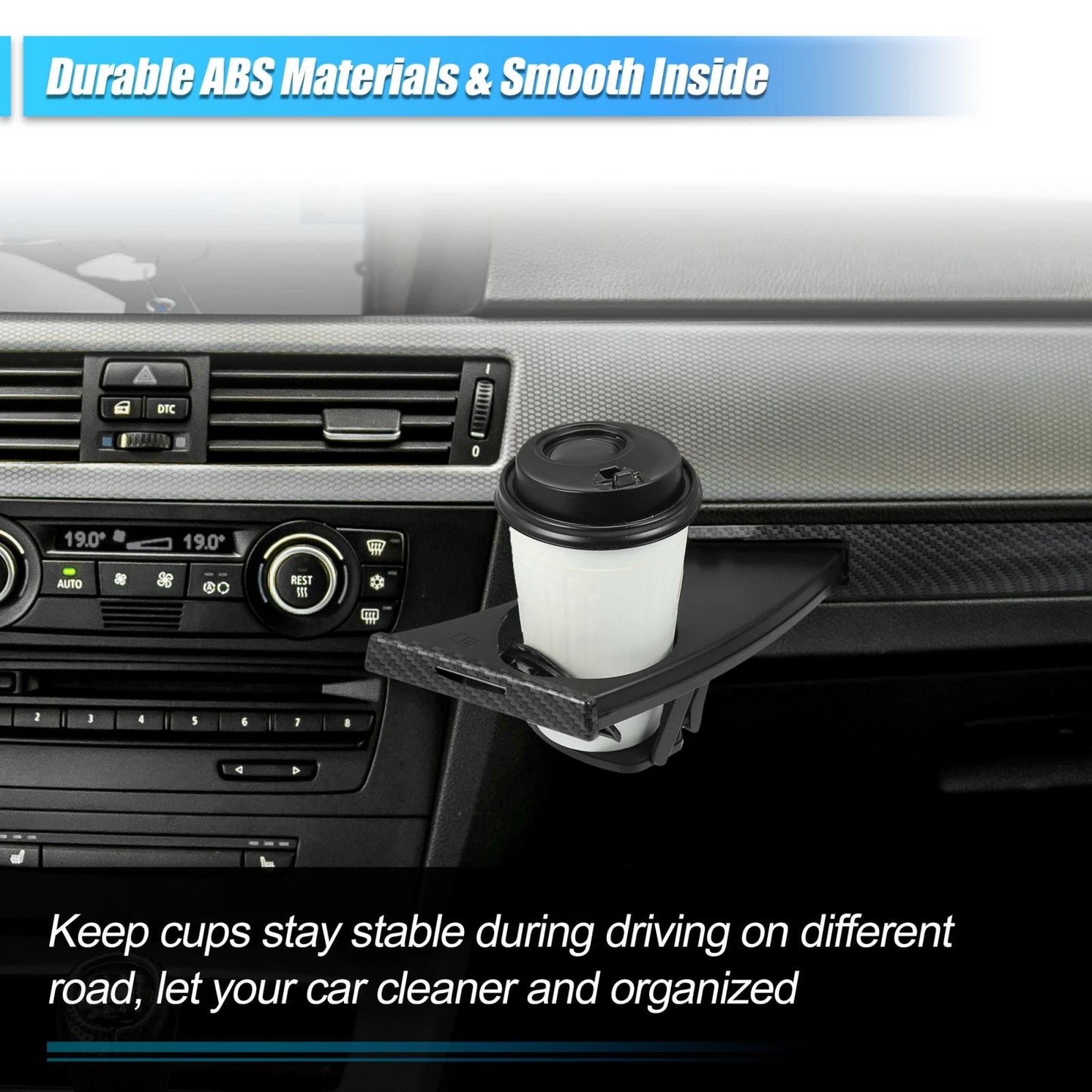 3 x Car Cup Holder Set Trim for BMW 3 Series (2012-2019) Carbon Fiber Pattern