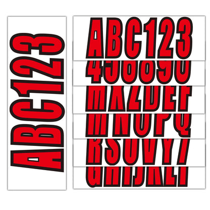 4 x Red Boat Registration Decals A-Z & 0-9 Stickers