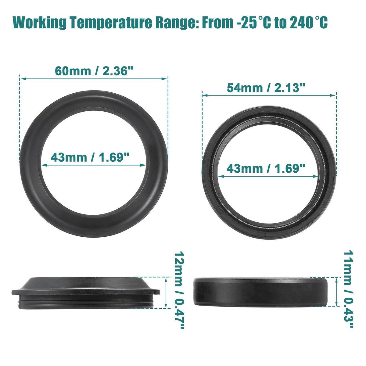 43mm x 54mm Motorcycle Front Fork Shock Oil Seal for Honda X11 (1999-2005)