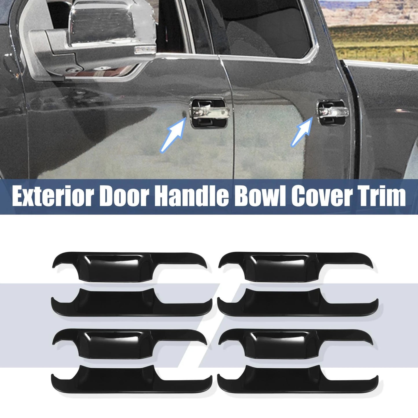 8 x Exterior Door Handle Bowl Cover Trim Stickers for Ford F-150 (2015-2020)