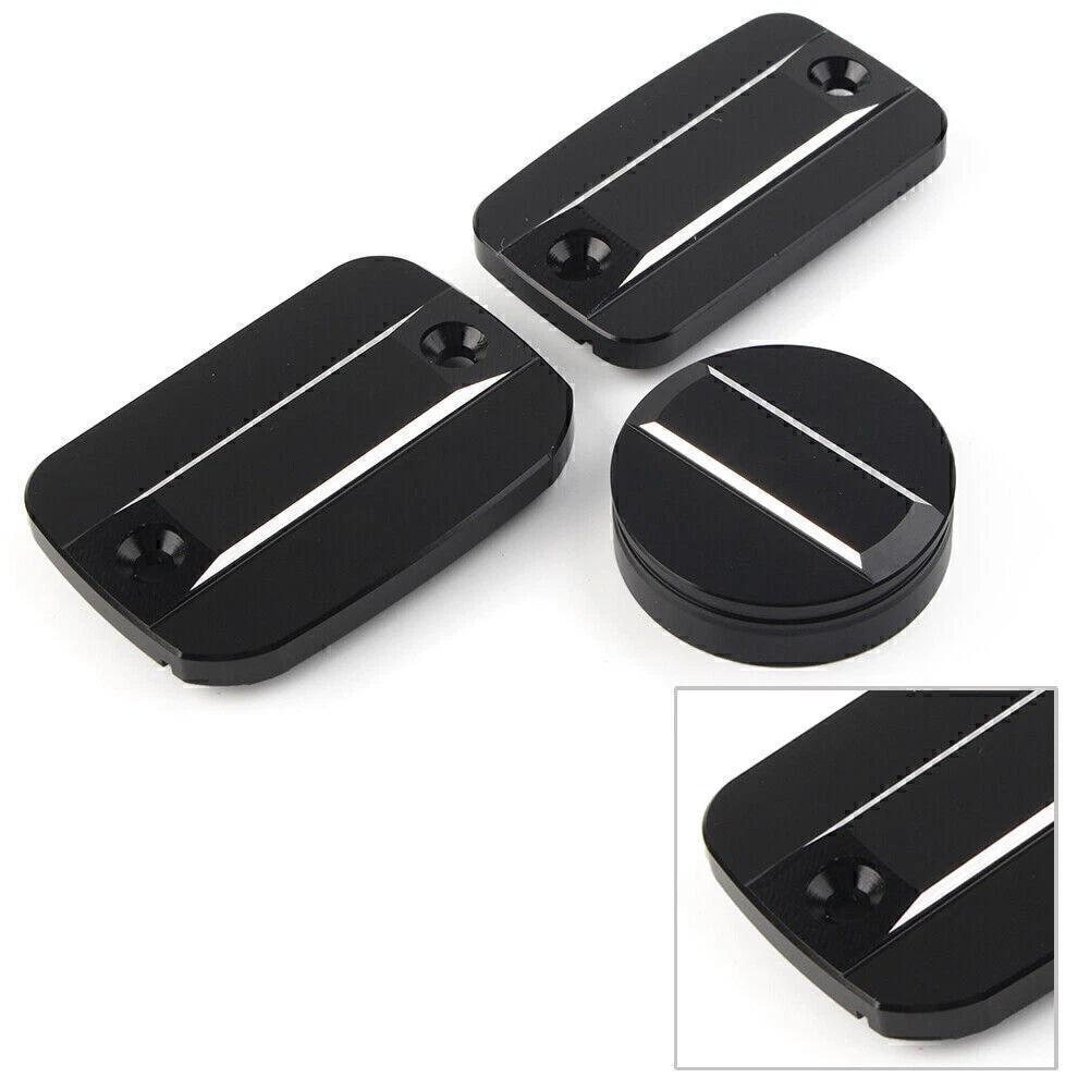Black Front Brake Clutch Fluid Reservoir Cap & Rear Brake Cover for Scrambler 1100