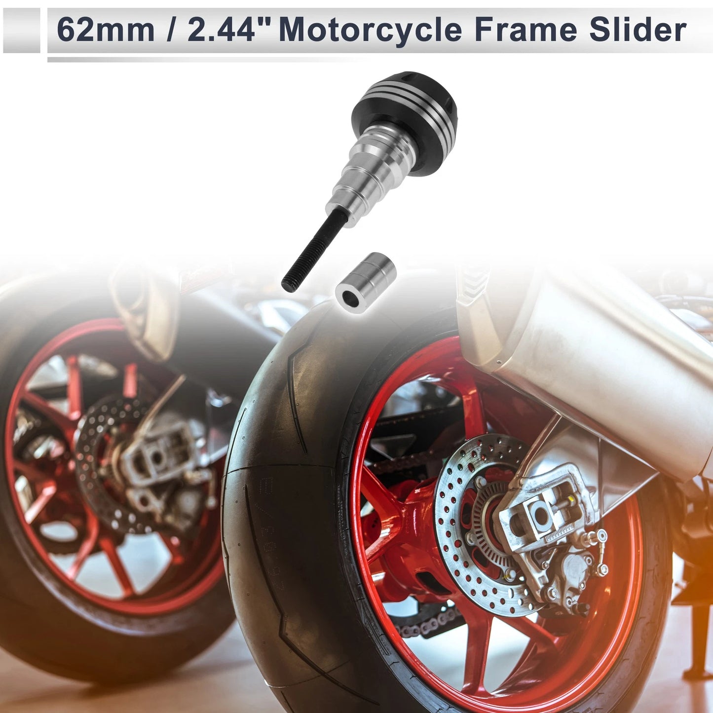 Slider Frame 20mm Aluminum Alloy 1 Pc Silver Tone for Motorcycle