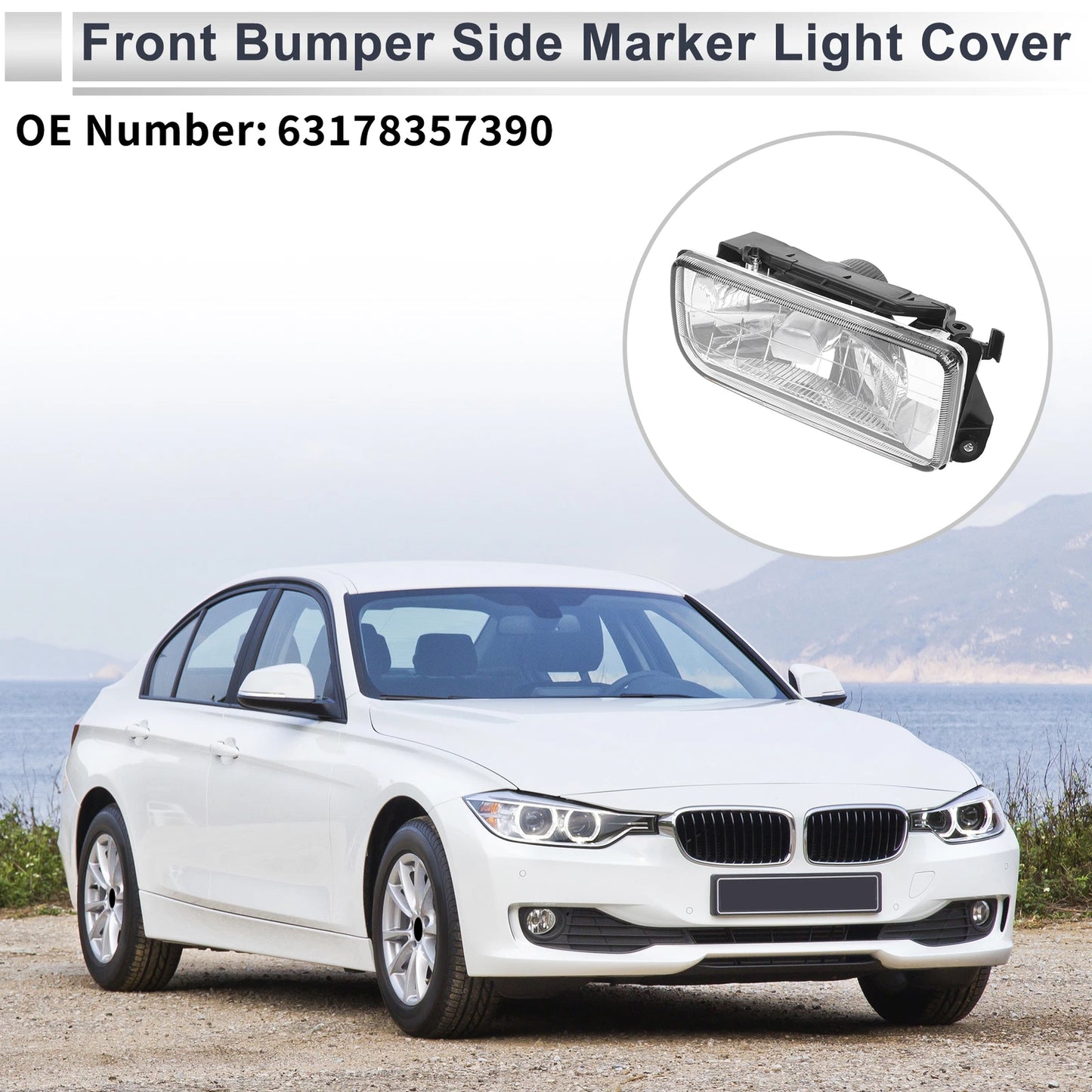 Right Front Bumper Side Marker Light Cover for BMW 3 Series