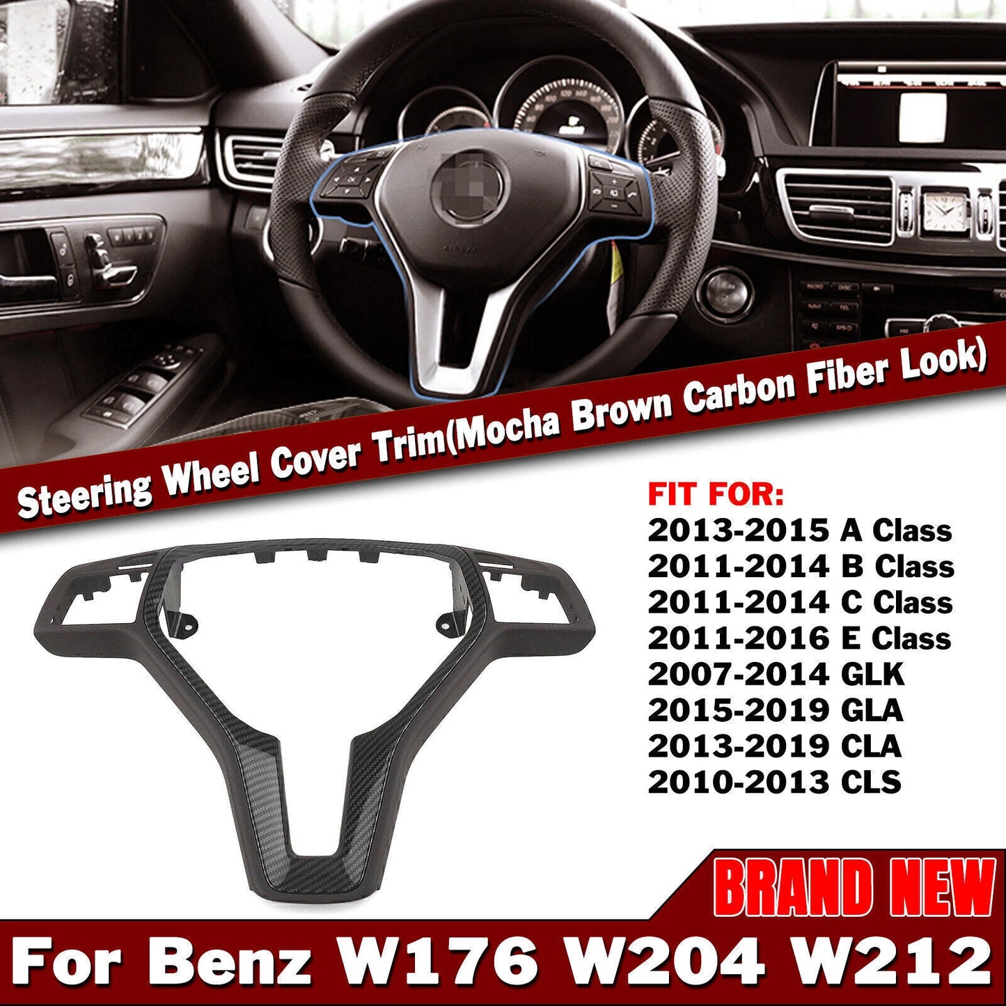 Steering Wheel Cover 35mm for Mercedes W176 W204 W212 (2012-2019)
