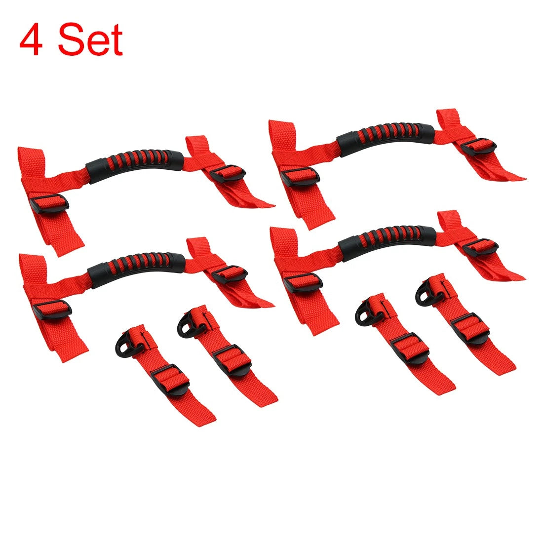 Car Roll Bar Grab Handle for Jeep Wrangler - Red 4 x Set (2018-2023)