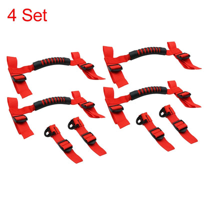 Car Roll Bar Grab Handle for Jeep Wrangler - Red 4 x Set (2018-2023)