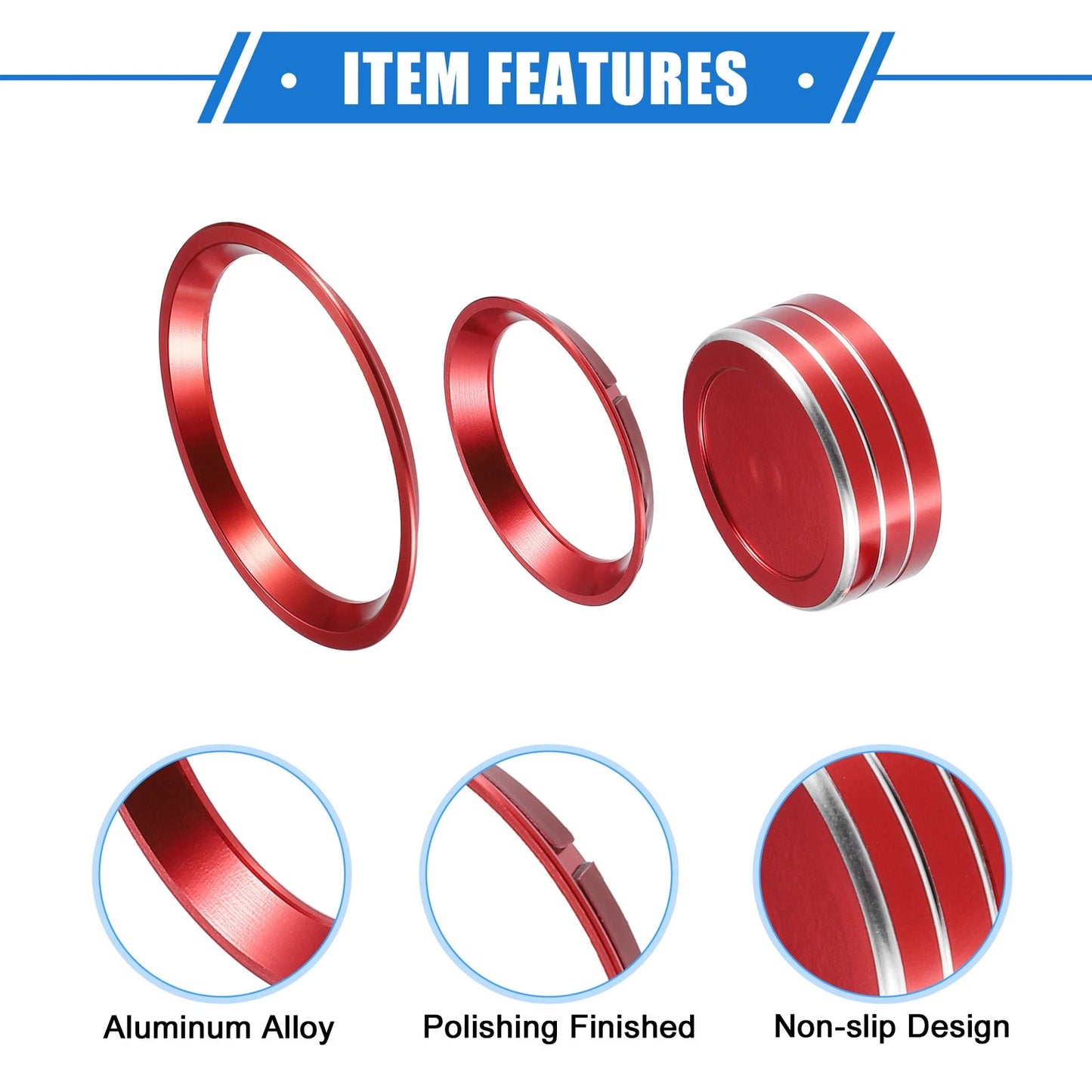 4 x AC Climate Control Knob Rings for Subaru Forester (2019-2023) Red