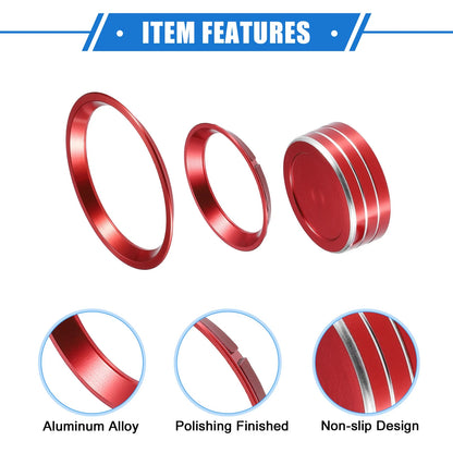 4 x AC Climate Control Knob Rings for Subaru Forester (2019-2023) Red