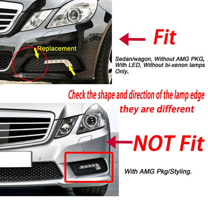 2 x DRL LED Daytime Running Lights for 2010-2013 Mercedes W212 E350 E400 E550