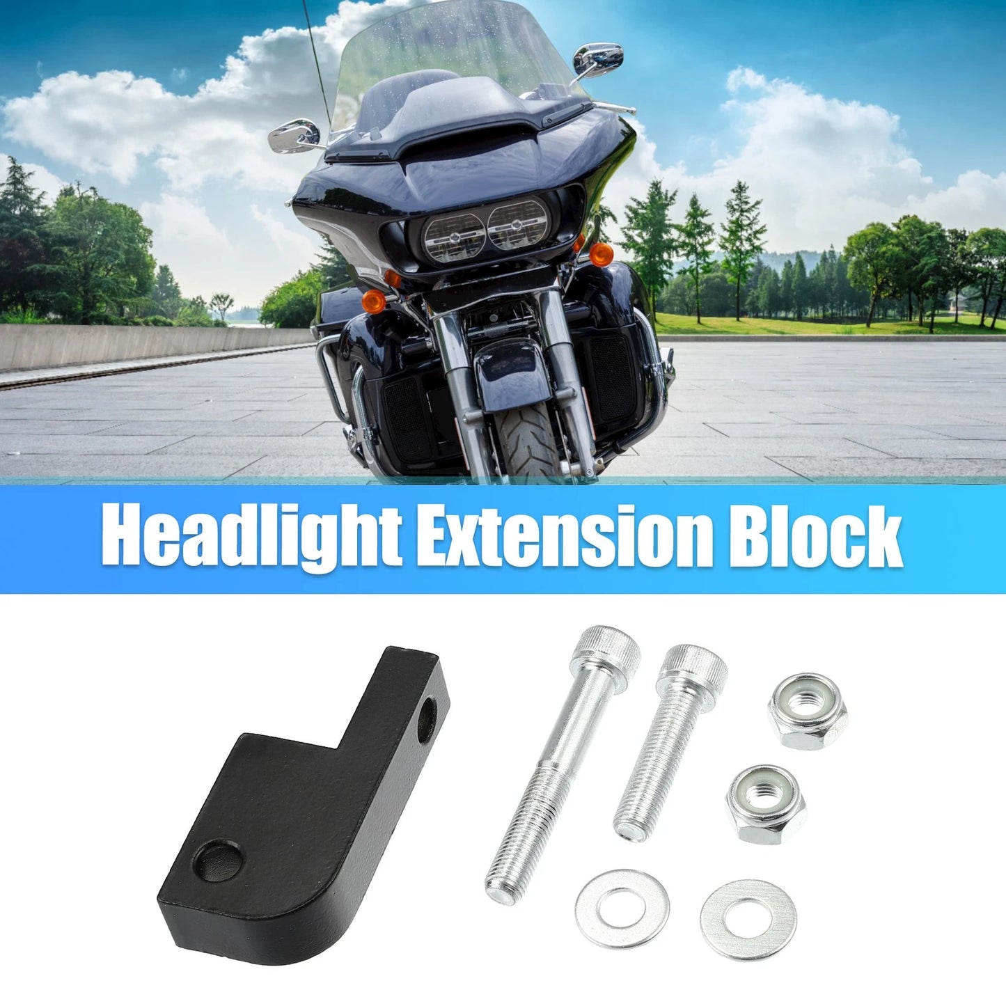 Front Headlight Extension Block 1 x for Harley Davidson Dyna