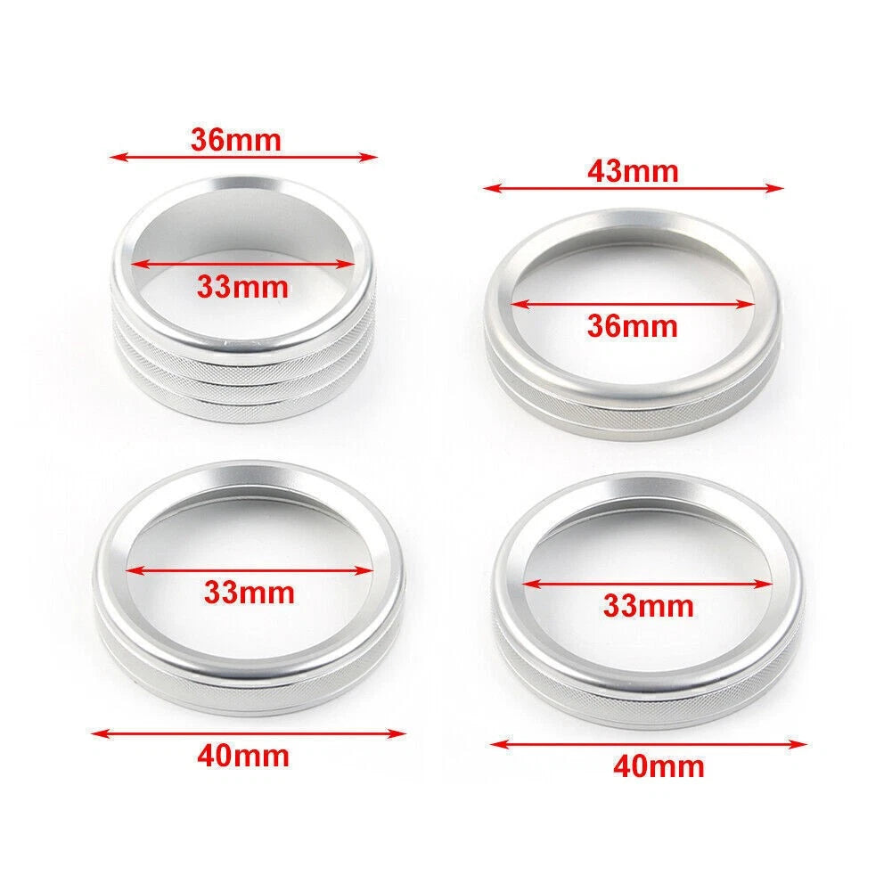 4 x Silver Air Conditioner Switch Knob Ring Covers for Jeep Wrangler (2018-2020)