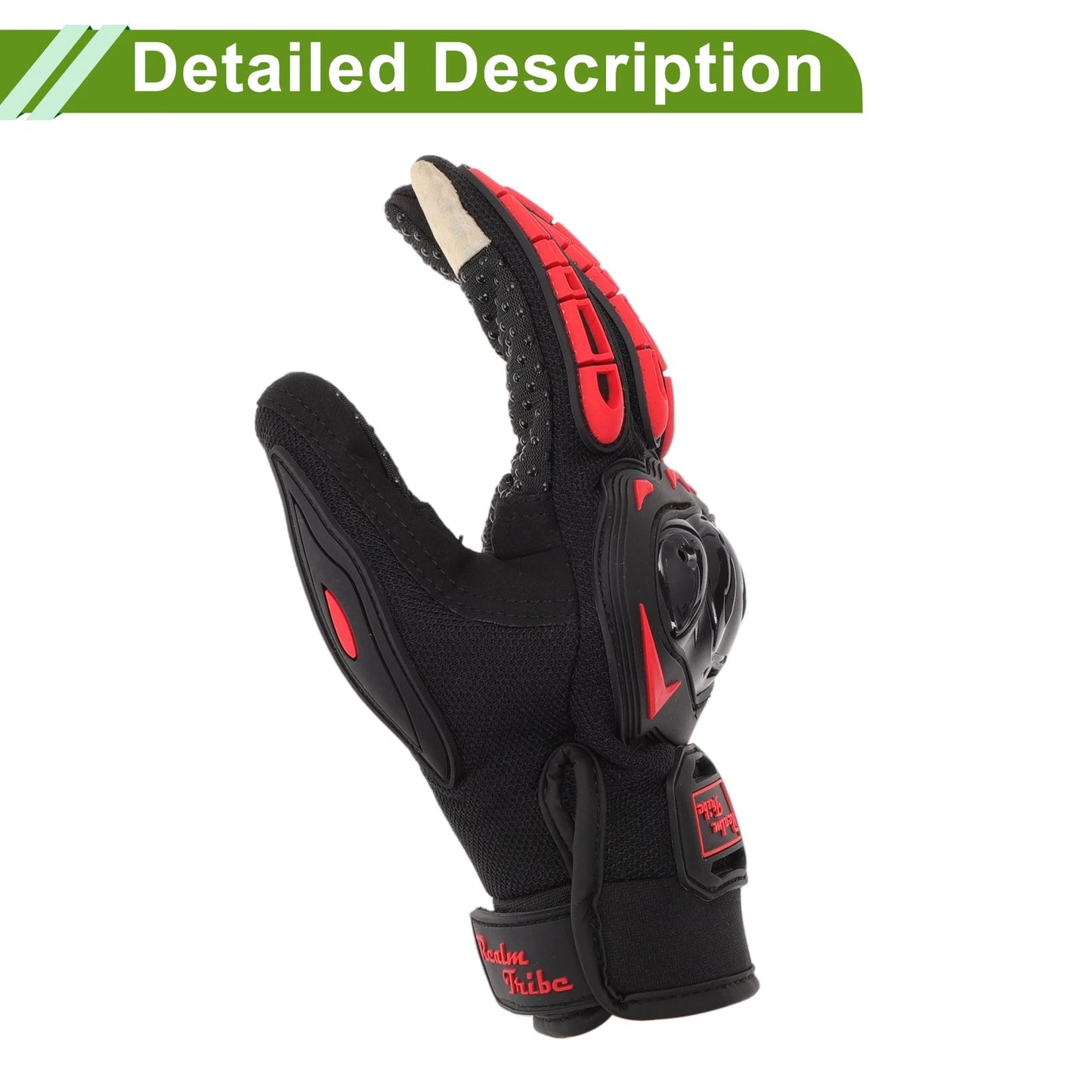 L / 1 Pair / Glove Breathable Full Finger Nylon Outdoor Red for Motorcycle