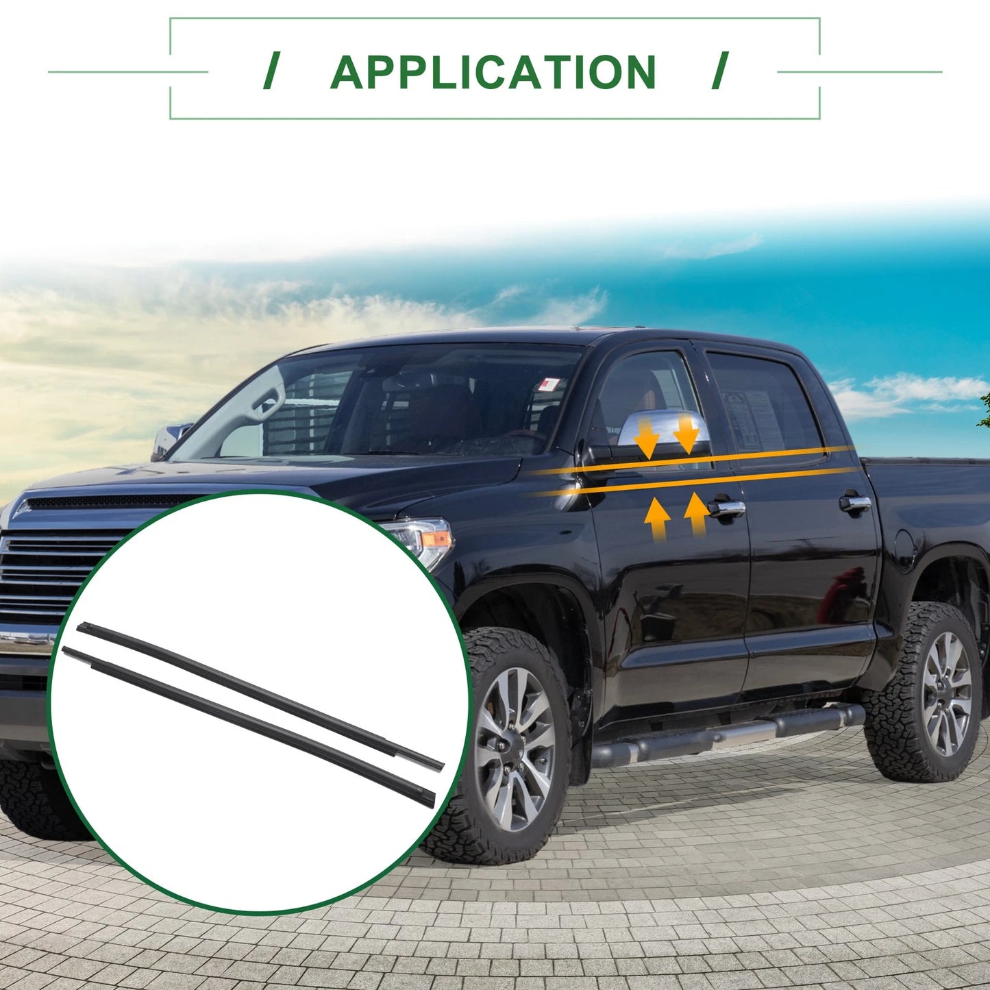 2 x Rear Left & Right Weatherstrip Window Seals for Toyota Tundra (2007-2023)