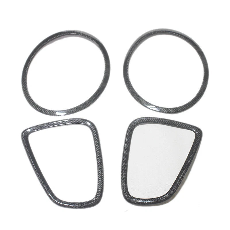 4pcs Carbon Fiber Rear Front Headlight Bezel Cover Trim fit For Mini Cooper R56