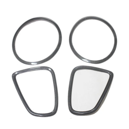 4pcs Carbon Fiber Rear Front Headlight Bezel Cover Trim fit For Mini Cooper R56