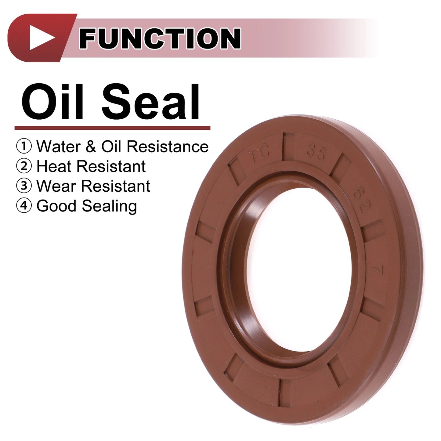 Oil Seal 35x62x7mm Rotary Shaft Seal FKM Rubber Brown 2 x for Make Model