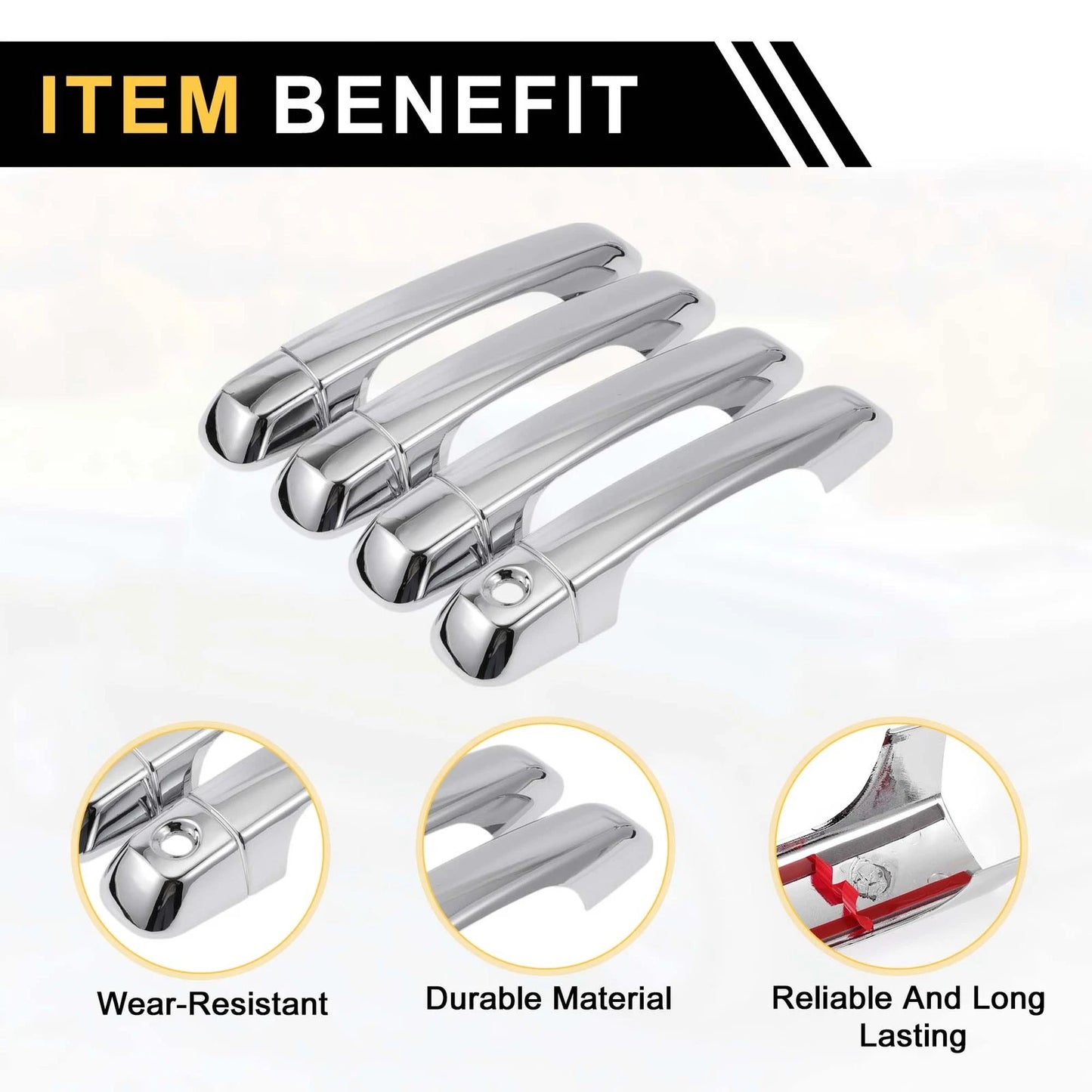 4pcs Chrome Silver Exterior Door Handle Covers for Toyota 4Runner (2010-2015)